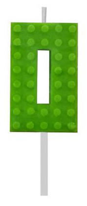 Building block 0 a Green Blocks cake candle, number candle