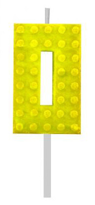 building blocks 0's Yellow Blocks cake candle, number candle