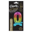 Number Rainbow Colorful Mini Number 0 Foil Balloon with Base 38 cm