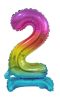 Colour Rainbow mini number 2 foil balloon with base 38 cm