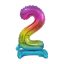 Number Rainbow Colorful Mini Number 2 Foil Balloon with Base 38 cm