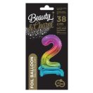 Number Rainbow Colorful Mini Number 2 Foil Balloon with Base 38 cm