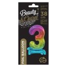 Number Rainbow Colorful mini number 3 foil balloon with base 38 cm