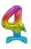 Colour Rainbow mini Number 4 foil balloon with base 38 cm