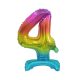 Colour Rainbow mini Number 4 foil balloon with base 38 cm