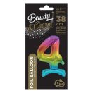 Number Rainbow Colorful Mini Number 4 Foil Balloon with Base 38 cm