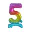 Number Rainbow Colorful mini number 5 foil balloon with base 38 cm