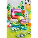Number Rainbow Colorful mini number 5 foil balloon with base 38 cm