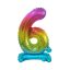 Number Rainbow Colorful Mini 6 Number Foil Balloon with Base 38 cm