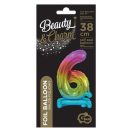 Number Rainbow Colorful Mini 6 Number Foil Balloon with Base 38 cm