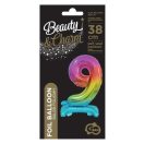 Number Rainbow Colorful mini number 9 foil balloon with base 38 cm