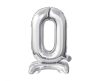 Silver B&C Silver mini number 0 foil balloon with base 38 cm