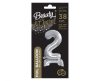 Silver B&C Silver mini number 2 foil balloon with base 38 cm