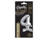 Silver B&C Silver mini Number 4 foil balloon with base 38 cm