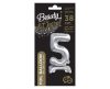 Silver B&C Silver mini Number 5 foil balloon with base 38 cm