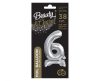 Silver B&C Silver mini Number 6 foil balloon with base 38 cm