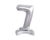 Silver B&C Silver mini Number 7 foil balloon with base 38 cm