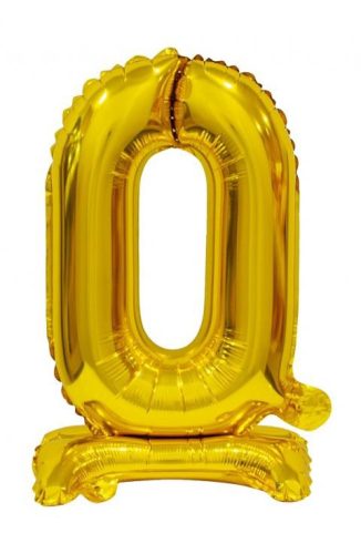 Gold B&C Gold mini number 0 foil balloon with base 38 cm