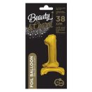 Number B&C Gold Gold mini number 1 foil balloon with base 38 cm