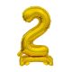 Gold B&C Gold mini number 2 foil balloon with base 38 cm