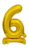Gold B&C Gold mini Number 6 foil balloon with base 38 cm