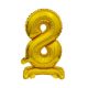 Gold B&C Gold mini Number 8 foil balloon with base 38 cm
