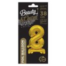 Number B&C Gold Gold Mini Number 8 Foil Balloon with Stand 38 cm