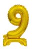Gold B&C Gold mini Number 9 foil balloon with base 38 cm