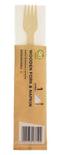 Wood Wooden fork with napkin