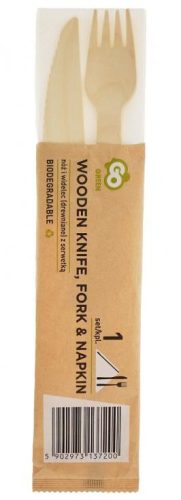Party Wooden Wooden Fork and Knife with Napkin