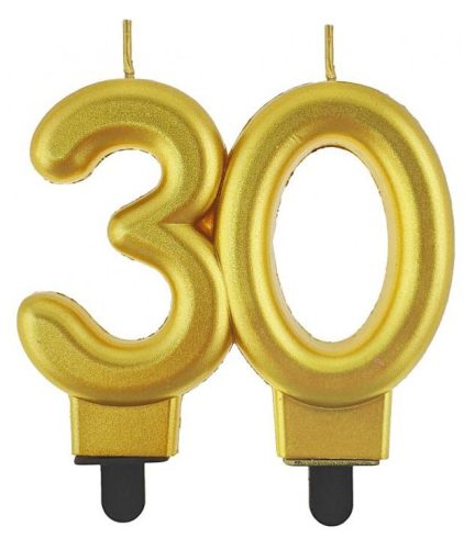 Gold 30 as Gold cake candle, number candle