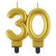 Colour Gold Gold 30th Birthday Candle, Number Candle