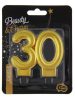 Colour Gold Gold 30th Birthday Candle, Number Candle