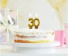 Colour Gold Gold 30th Birthday Candle, Number Candle