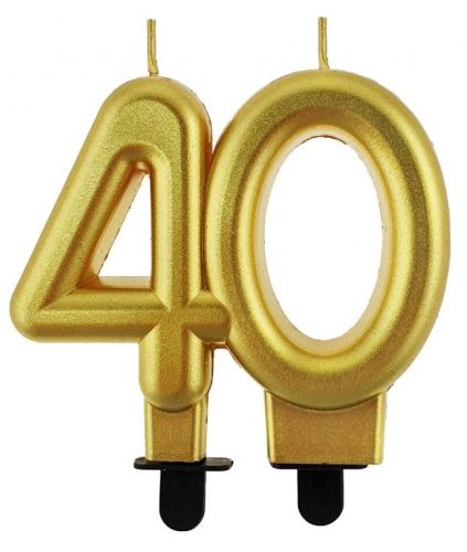 Colour Gold Gold 40th Cake Candle, Number Candle