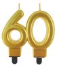 Colour Gold Gold 60 birthday candle, numbered candle