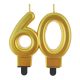 Colour Gold Gold 60 birthday candle, numbered candle