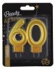 Colour Gold Gold 60 birthday candle, numbered candle