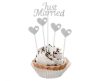 Just married Silver cake decoration 5 pieces