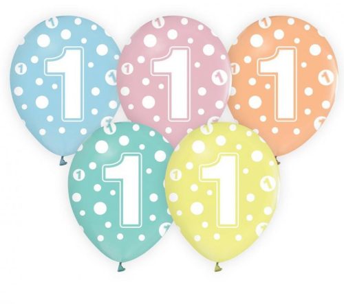 Happy Birthday 1 Dots air-balloon, balloon 5 pcs 12 inch (30cm)