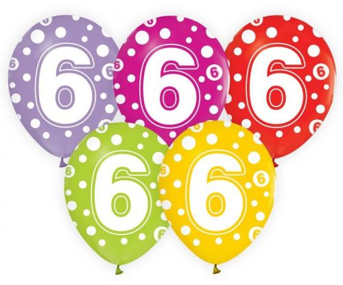 Happy Birthday 6 Dots air-balloon, balloon 5 pcs 12 inch (30cm)