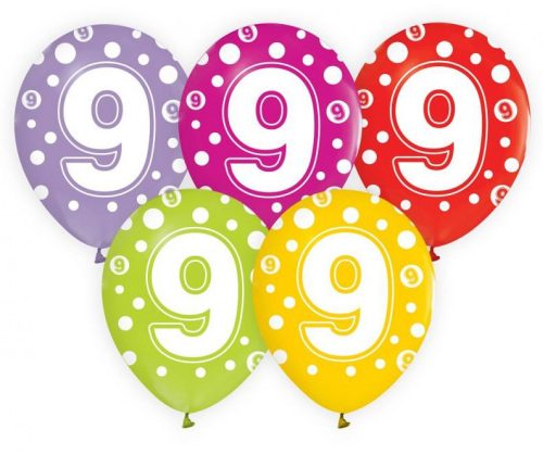 Happy Birthday 9 Dots air-balloon, balloon 5 pcs 12 inch (30cm)