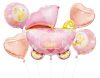 Happy Birthday Carriage Pink Pink Stroller Foil Balloon 5-piece Set