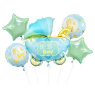   Happy Birthday Carriage Blue Blue Baby Carriage Foil Balloon 5-piece Set