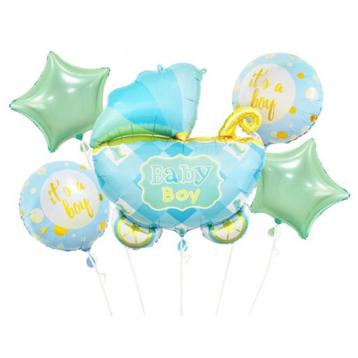 Happy Birthday Carriage Blue Blue Baby Carriage Foil Balloon 5-piece Set