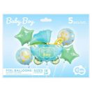 Happy Birthday Carriage Blue Blue Baby Carriage Foil Balloon 5-piece Set