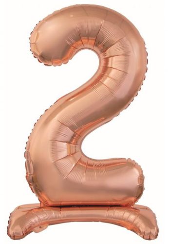 rose gold number 2 foil balloon with base 74 cm