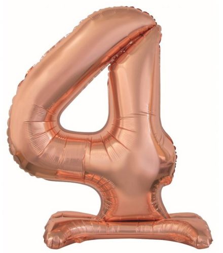 rose gold Number 4 foil balloon with base 74 cm