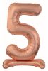 rose gold Number 5 foil balloon with base 74 cm