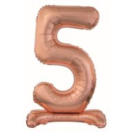 Number Rose Gold Number 5 Foil Balloon with Base 74 cm